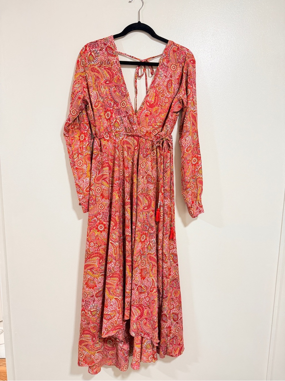 Karma Highway Red Paisley Gypsy Midi‎ dress One Size Boho Fairycore Festival